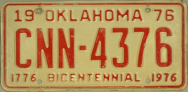 OKLAHOMA - Nummernschild # 1976 Bicentennial (CNN4376)