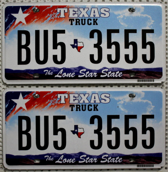 TEXAS TRUCK Schilder PAAR - Zwei USA Nummernschilder # BU53555