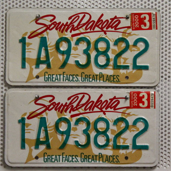 SOUTH DAKOTA Schilder PAAR - Zwei USA Nummernschilder # 1A93822
