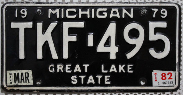 MICHIGAN 1979 / 82 Oldtimer Nummernschild # TKF495 =