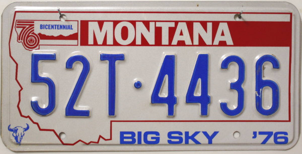 MONTANA Big Sky '76 - Nummernschild # 52T4436 ...