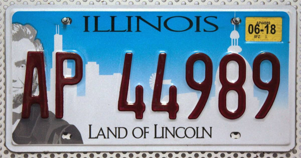 ILLINOIS Land of Lincoln - Nummernschild # AP44989 =