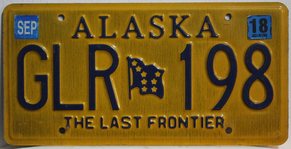 ALASKA The Last Frontier - Nummernschild # GLR198 =