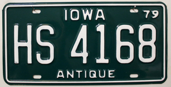 IOWA 1979 *Antique* Nummernschild # HS4168