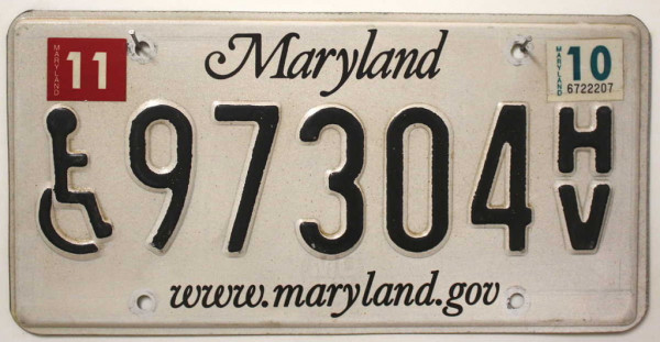 MARYLAND Handicapped Special - Nummernschild # 97304HV =