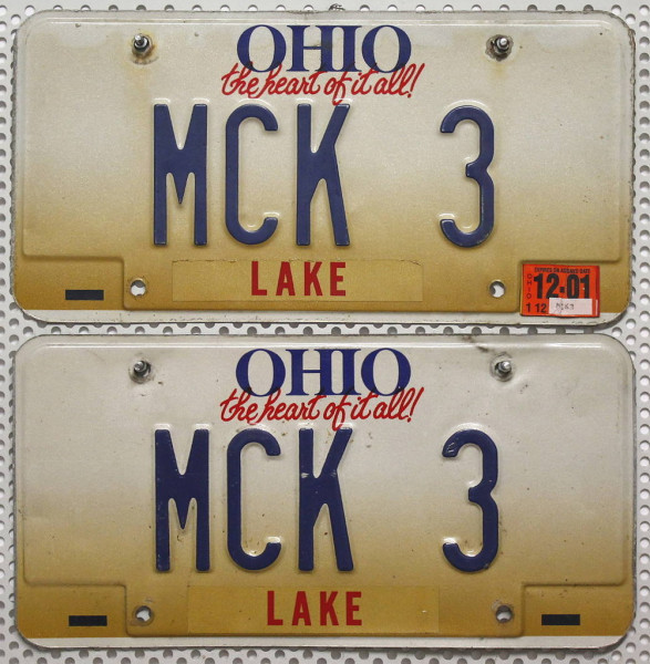 OHIO Schilder PAAR - Zwei USA Nummernschilder # MCK3