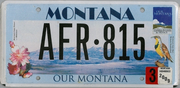 MONTANA Our Montana / Blume Vogel Motiv - Nummernschild # AFR815 =