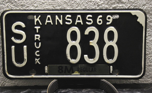 KANSAS 1969 Oldtimer Truck Nummernschild # SU838