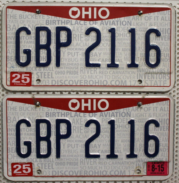 OHIO Schilder PAAR - Zwei USA Nummernschilder # GBP2116