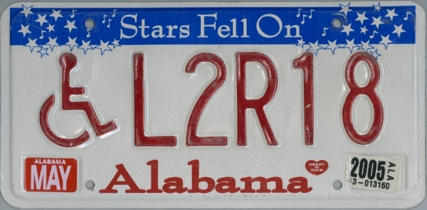 ALABAMA Handicapped Special - Nummernschild # L2R18 =