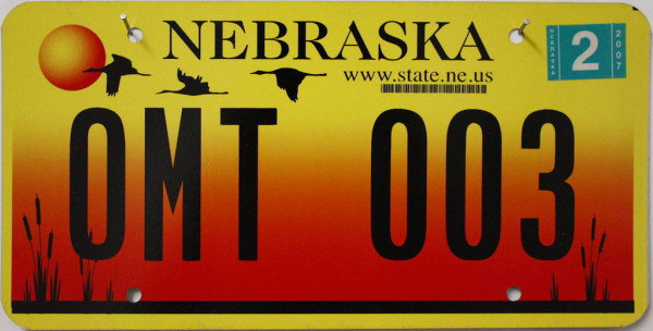 NEBRASKA state ne - Nummernschild # OMT003 =