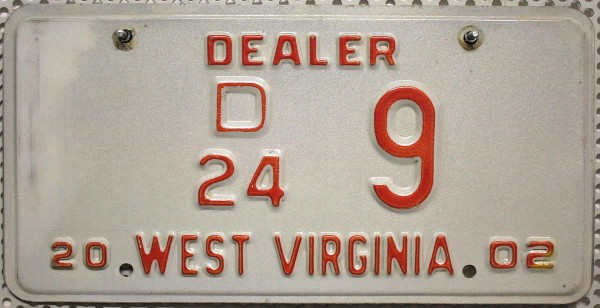 WEST VIRGINIA Dealer - Nummernschild # D249