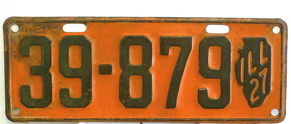 ILLINOIS 1927 Oldtimer Nummernschild # 39879
