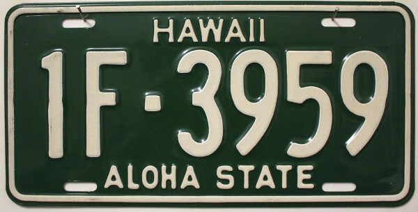HAWAII Nummernschild - Typ Green/White # 1F3959 ...