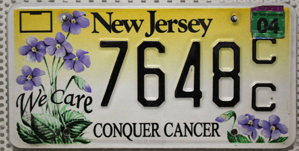 NEW JERSEY We Care - Nummernschild # 7648CC =