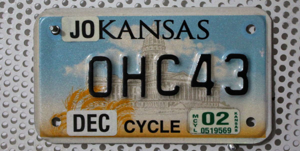 Motorradschild KANSAS Nummernschild # OHC43 =