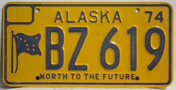 ALASKA 1974 North to the Future - Nummernschild # BZ619 ...