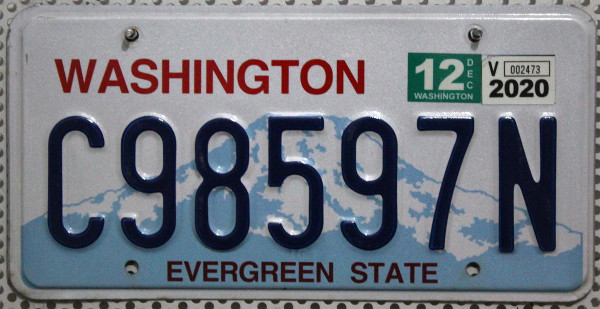 WASHINGTON Evergreen State - Nummernschild # C98597N =