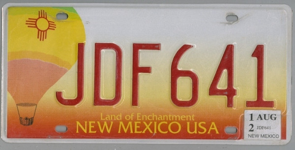 NEW MEXICO Land of Enchantment - Nummernschild # JDF641 =