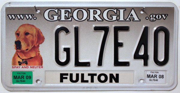 GEORGIA Hund Motiv - Nummernschild # GL7E40 =