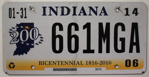 INDIANA 200 years - Nummernschild # 661MGA