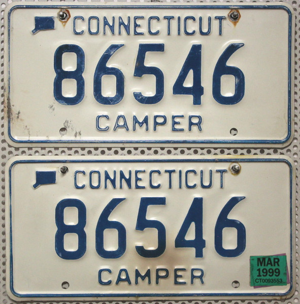 CONNECTICUT (Camper) Schilder PAAR - Zwei USA Nummernschilder # 86546