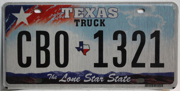 TEXAS The Lone Star State - Nummernschild # CBO1321