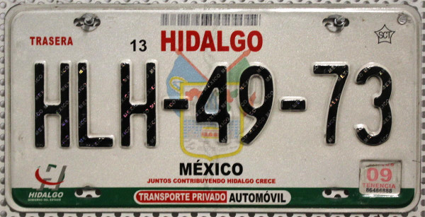 HIDALGO - Mexiko Nummernschild # HLH4973