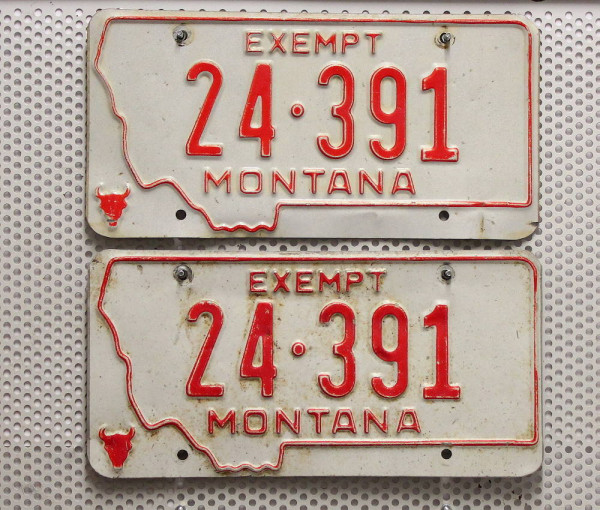MONTANA *Exempt* Schilder PAAR - Zwei USA Nummernschilder # 24391