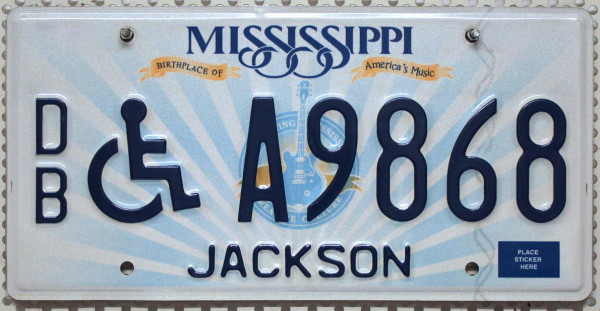 MISSISSIPPI (Handicapped) - Nummernschild # A9868 ...