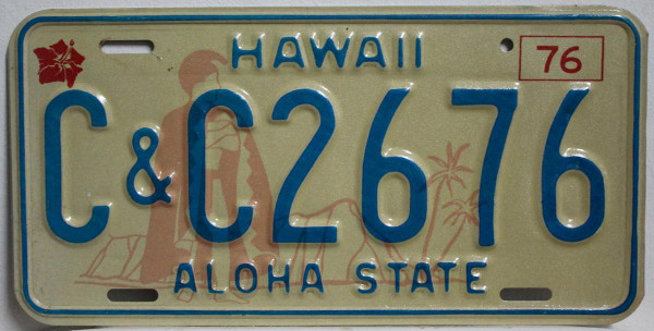 HAWAII Aloha State / Typ '76 - Nummernschild # CC2676