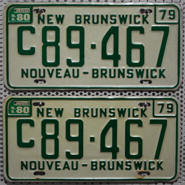 NEW BRUNSWICK Nouveau - Nummernschilder PAAR # C.89467