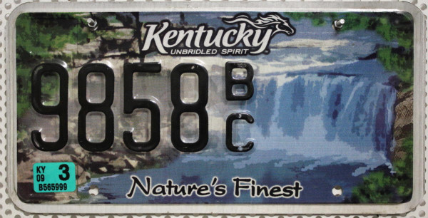 KENTUCKY Wasserfall Grafik - Nummernschild # 9858BC =