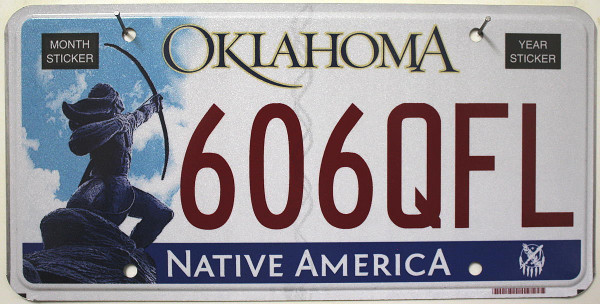 OKLAHOMA Native America - Nummernschild # 606QFL ...