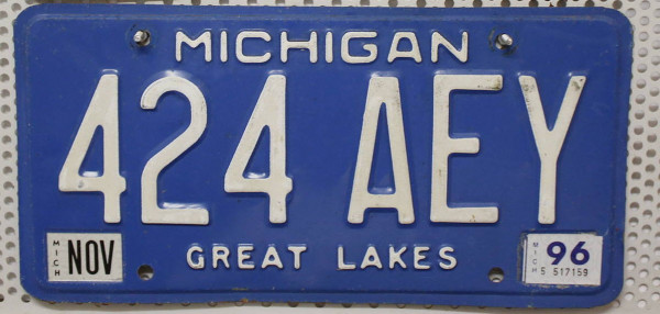 MICHIGAN Great Lakes - Nummernschild # 424AEY =