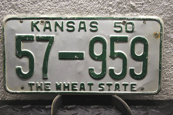 KANSAS 1950 Oldtimer - Nummernschild # 57-959