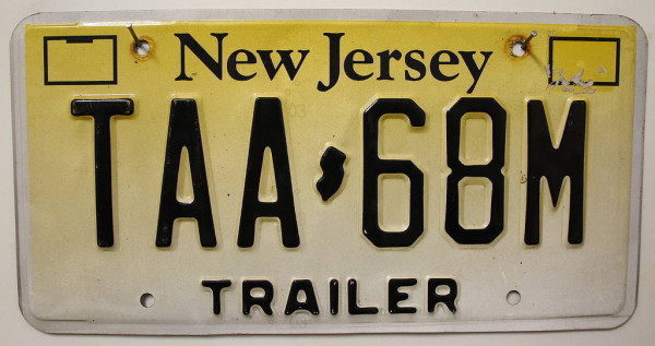 NEW JERSEY # Trailer - Nummernschild # TAA68M ...