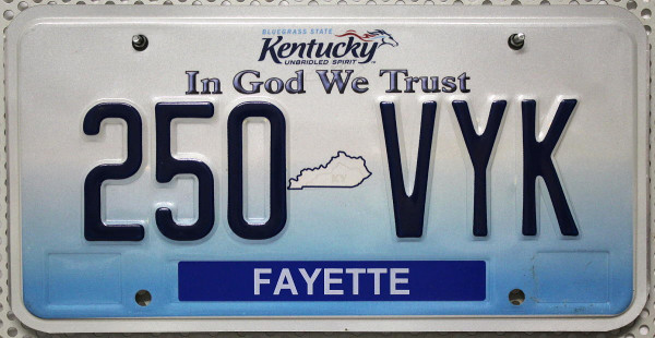 KENTUCKY In God We Trust - Nummernschild # 250VYK ...