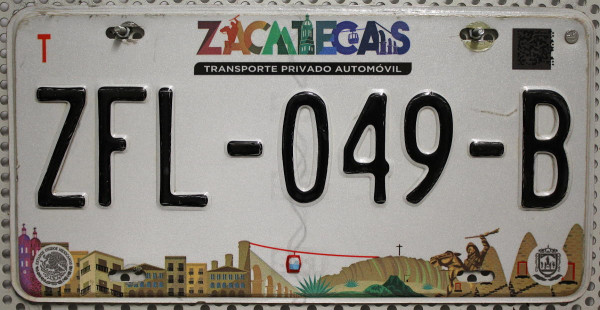 ZACATECAS - Mexiko Nummernschild # ZFL049B