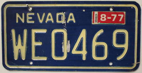 NEVADA 1977 Oldtimer Nummernschild # WEO469 ≡