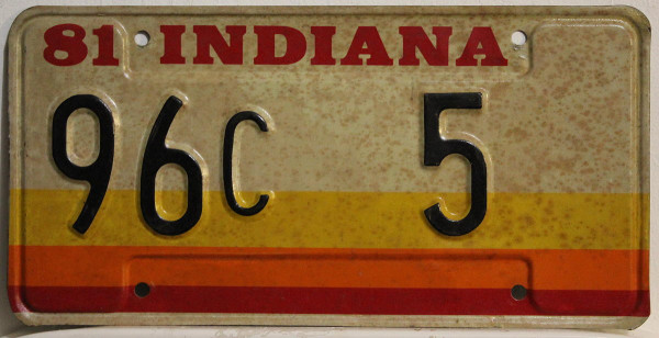 INDIANA 81 - Nummernschild # 96C5 ...