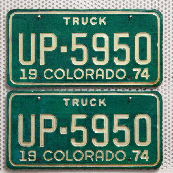 COLORADO 1974 Truck Schilder PAAR - USA Nummernschilder # UP5950