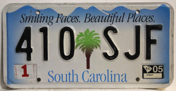 SOUTH CAROLINA - Nummernschild # 410SJF =
