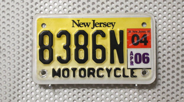 Motorradschild NEW JERSEY Nummernschild # 8386N =