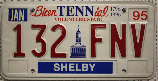 TENNESSEE Volunteer State - Nummernschild # 132FNV - Shelby County