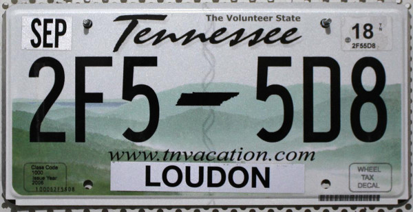 TENNESSEE The Volunteer State - Nummernschild # Loudon County 2F55D8
