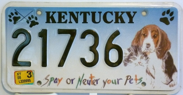 KENTUCKY Hund Katze Grafik - Nummernschild # 21736 =