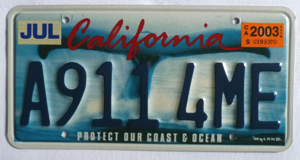 CALIFORNIA Coast & Ocean - Nummernschild # A9114ME =
