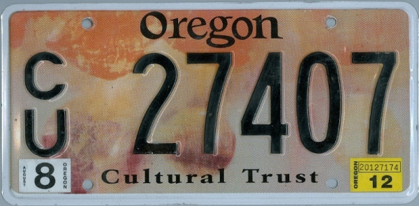 OREGON Cultural Trust - Nummernschild # CU27407 =