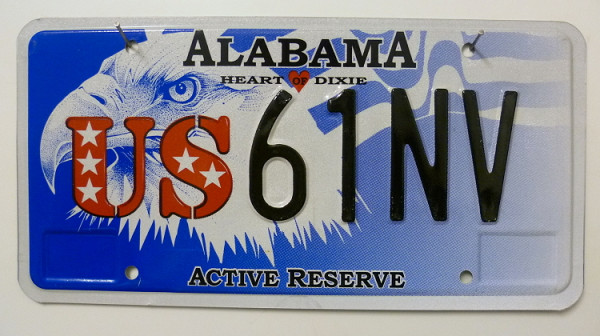 ALABAMA mit Motiv ADLER / Eagle - Nummernschild ## 61NV ... ≡